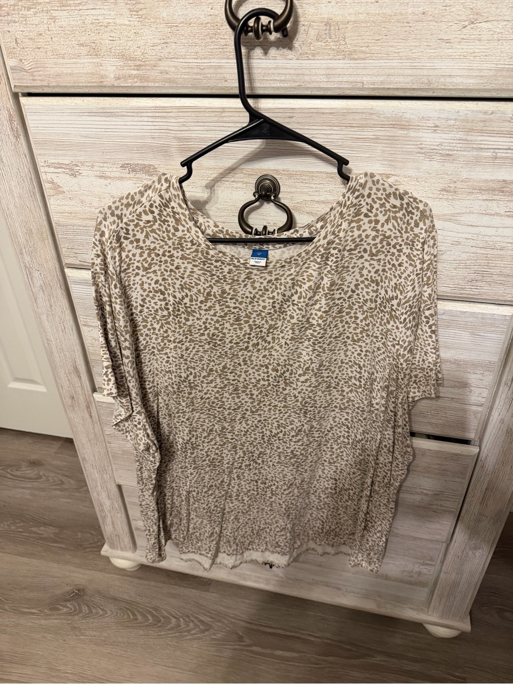 Old Navy Beige and Taupe Animal Print Short Sleeve Top
